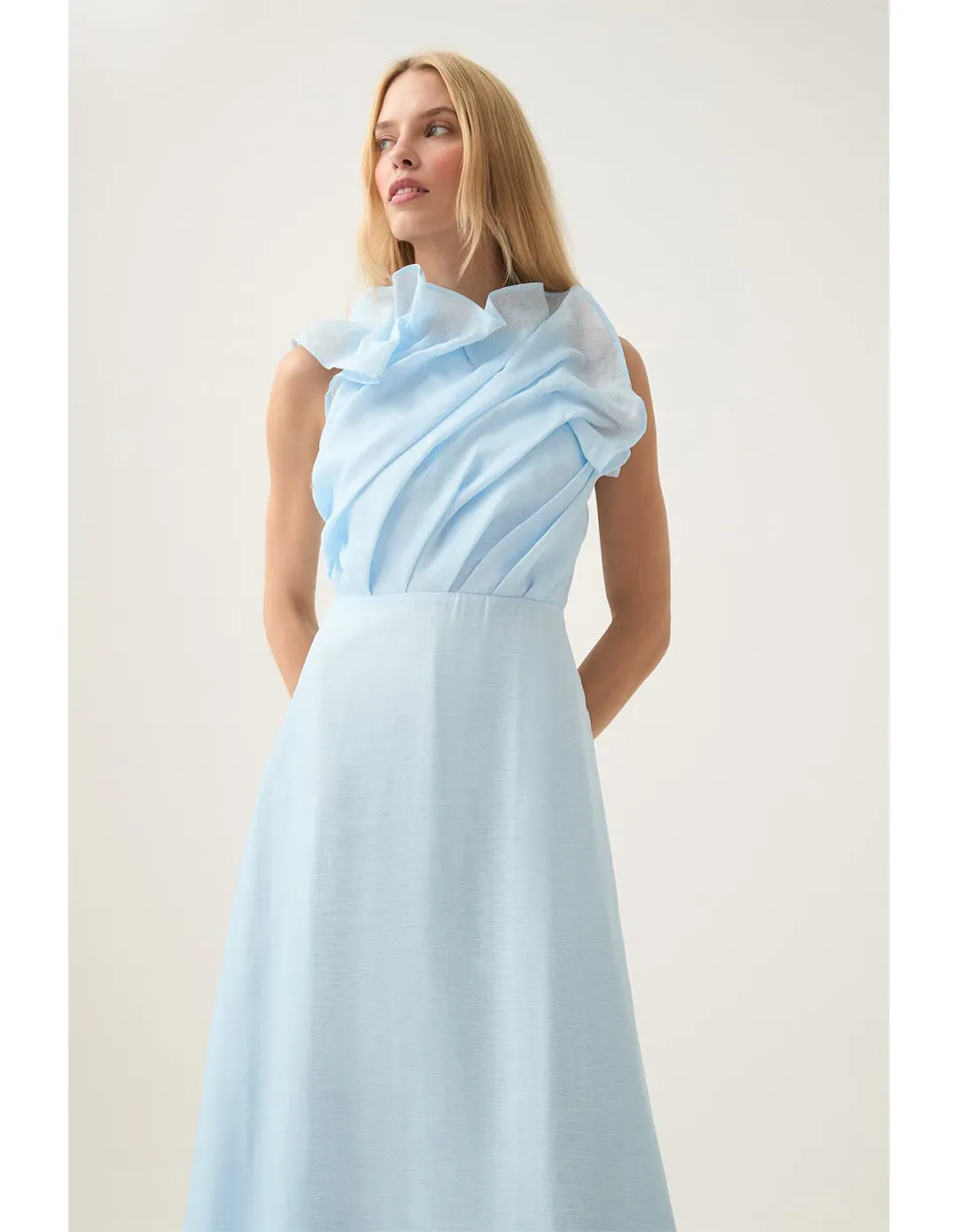 Aje Genesis Midi Dress Sea Breeze Size AU 8 for rent on The Volte - main image