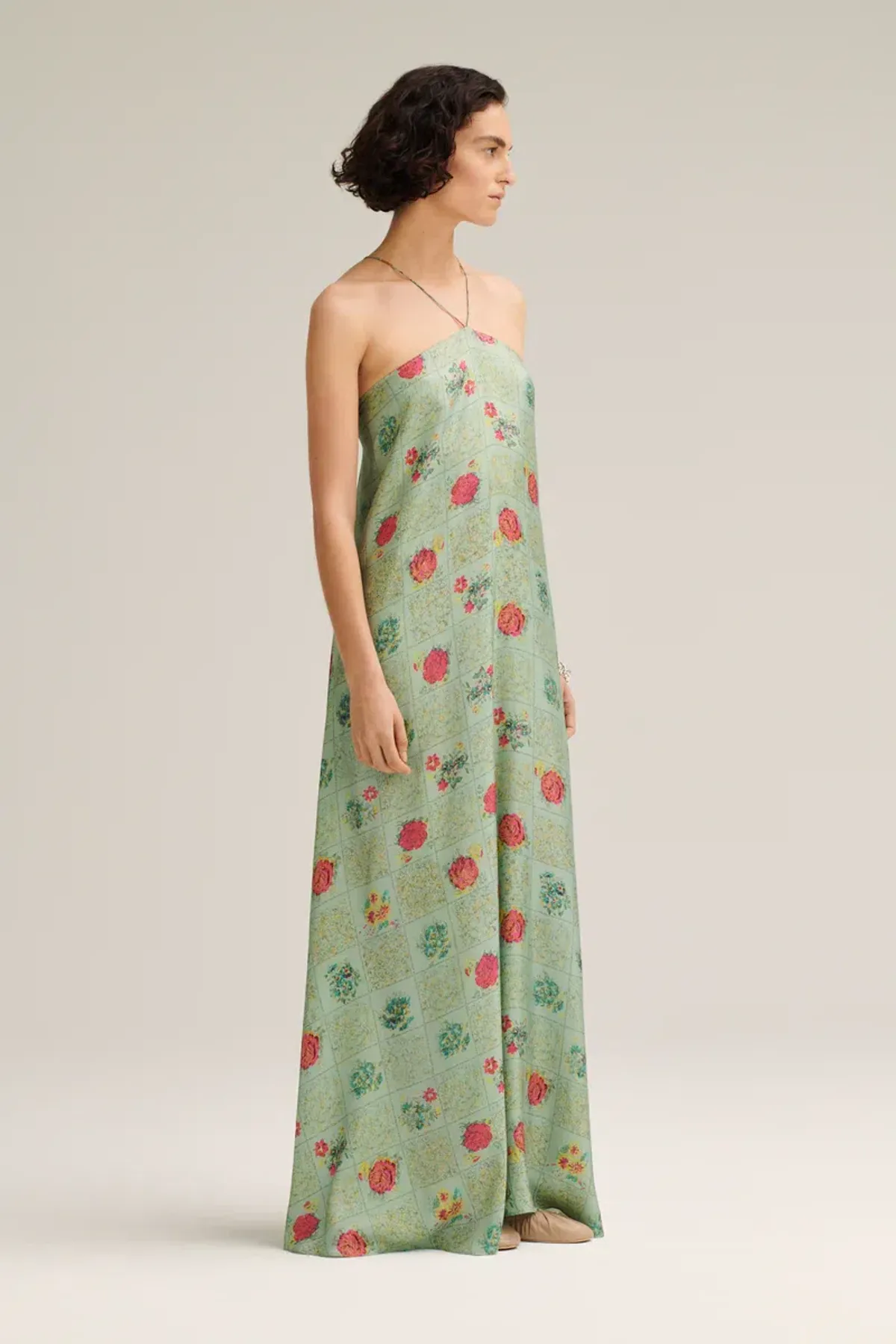 Scanlan Theodore Silk Lattice Dress Green Size 8 for rent on The Volte - main image