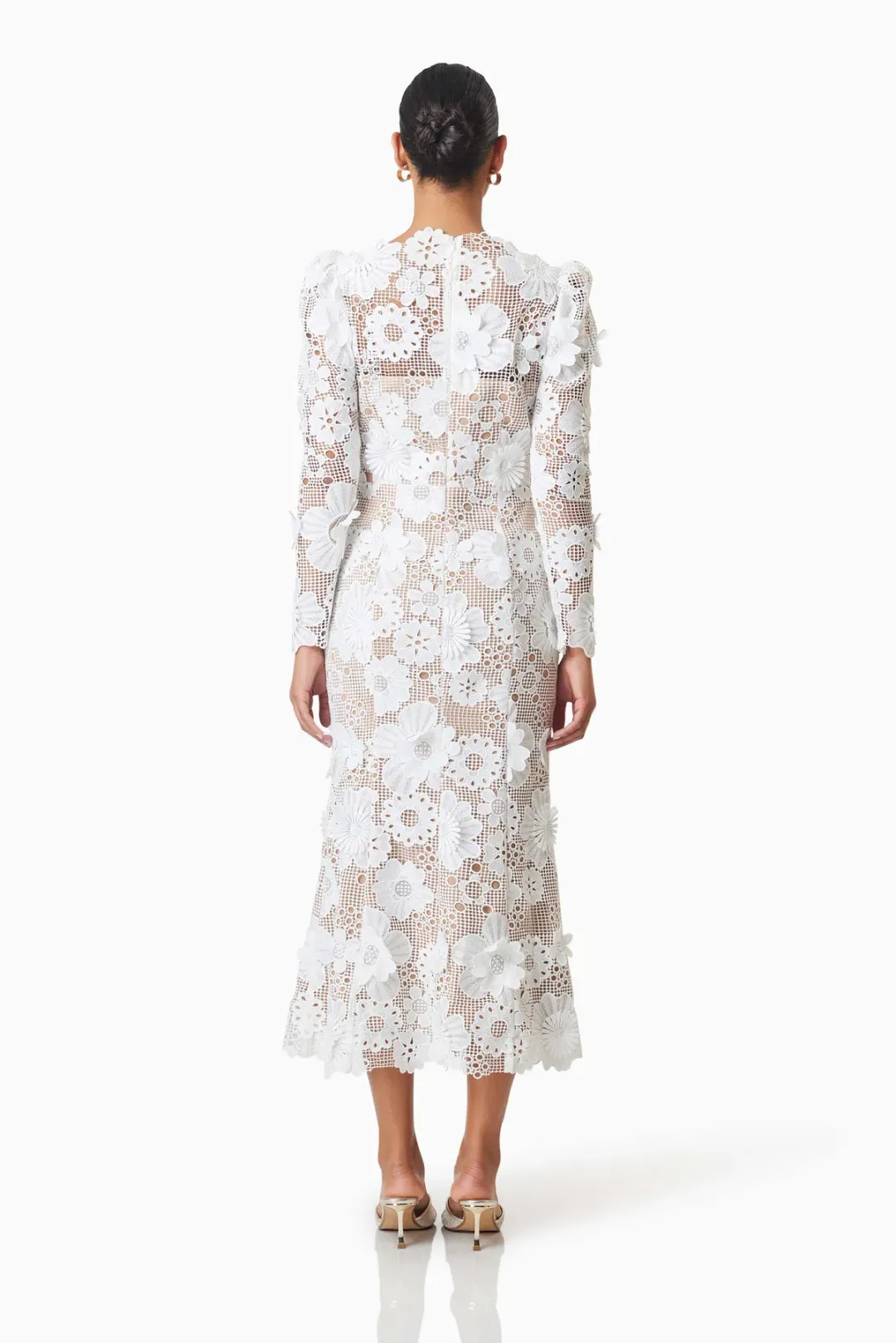 Elliatt Autumn Long Sleeve Midi Dress in White Size 10 for rent on The Volte - main image
