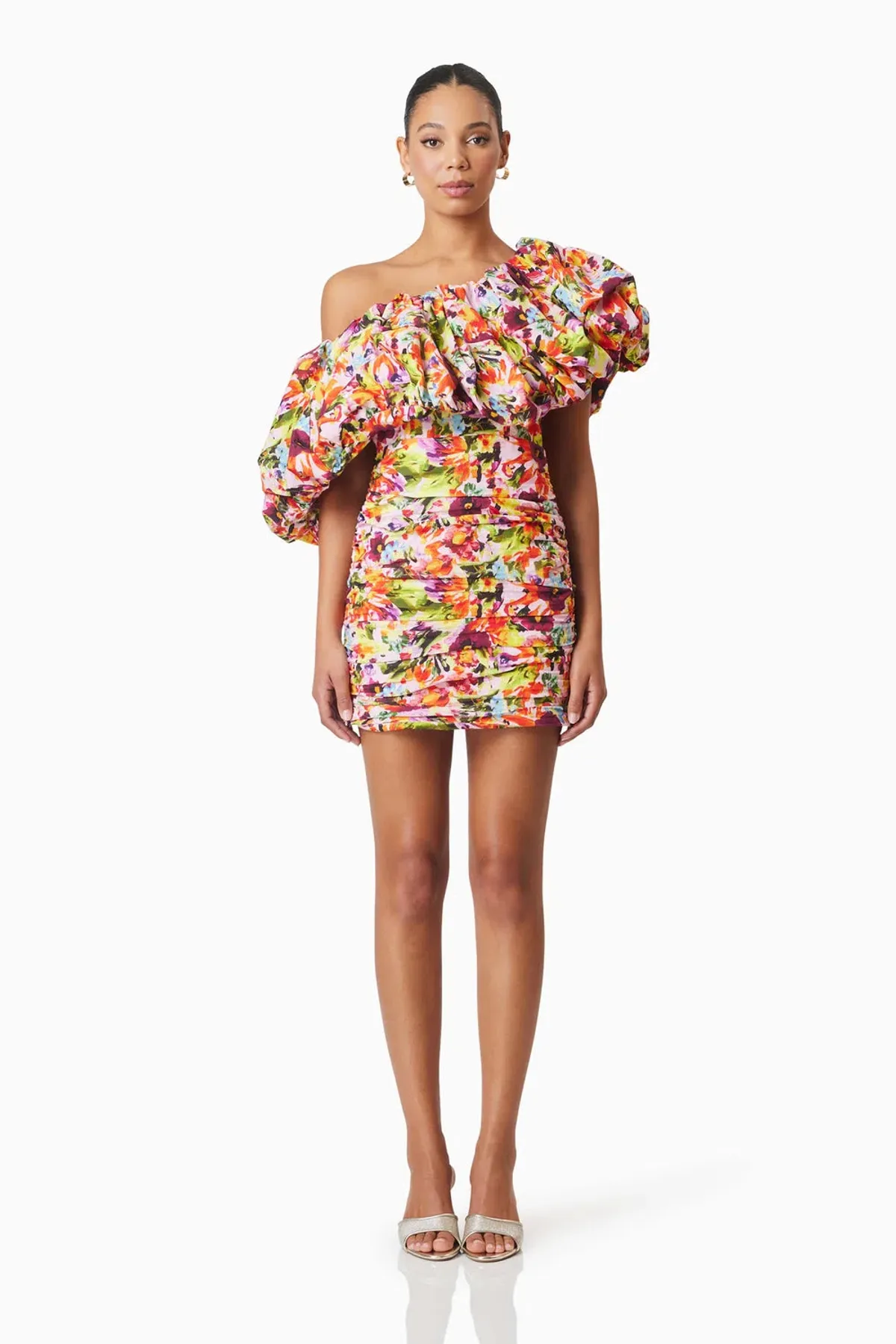 Elliatt Elira Printed Mini Dress in Floral Multi Size 10 for rent on The Volte - main image