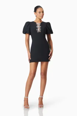 Elliatt Delia Diamante Mini Dress in Black Size 10 for rent on The Volte - image 5