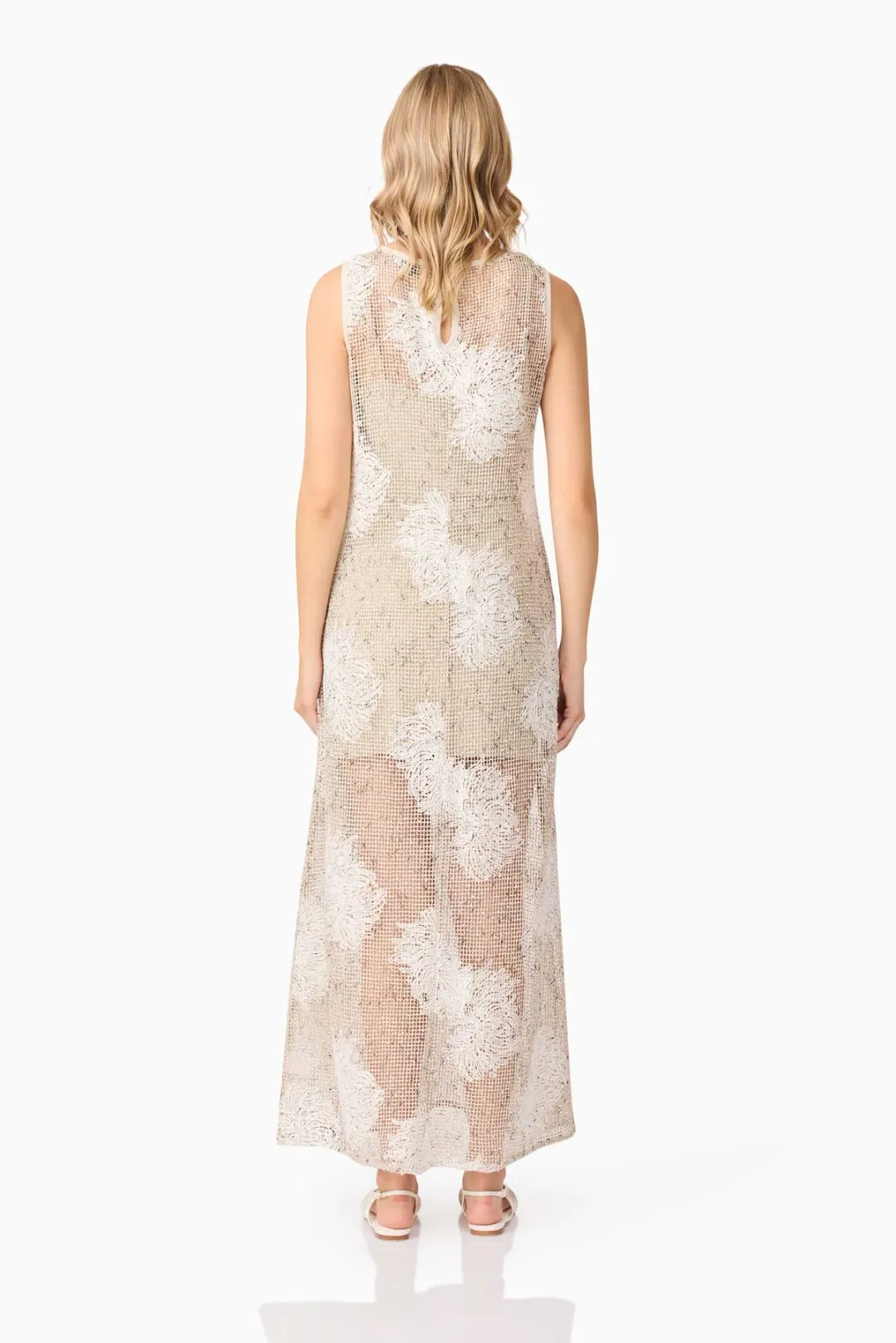 Curaae by Elliatt Samieka Crochet Midi Dress in Beige Size 10 for rent on The Volte - main image