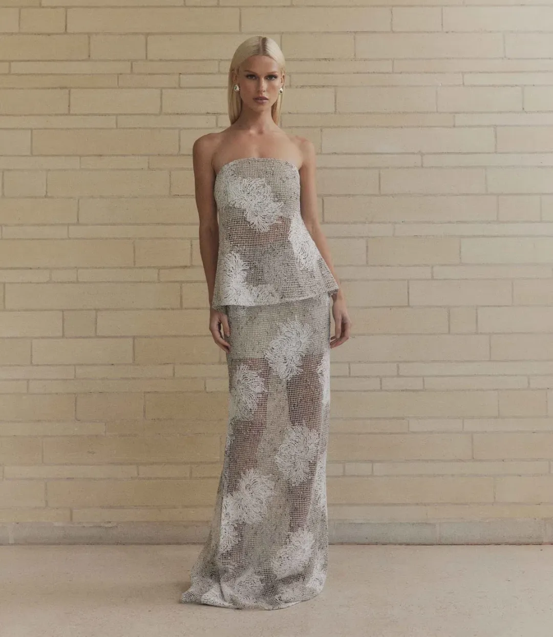 Curaae by Elliatt Dixie Crochet Set in Beige Size 10 for rent on The Volte - main image