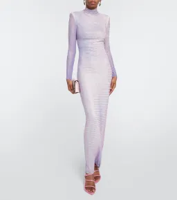 Self Portrait Crystal Embellished Maxi Dress Purple Size 8 for rent on The Volte - image 1