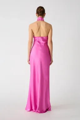 MISHA Teresa Rosette Detail Satin Gown Purple Rose Size 6/XS for rent on The Volte - image 3