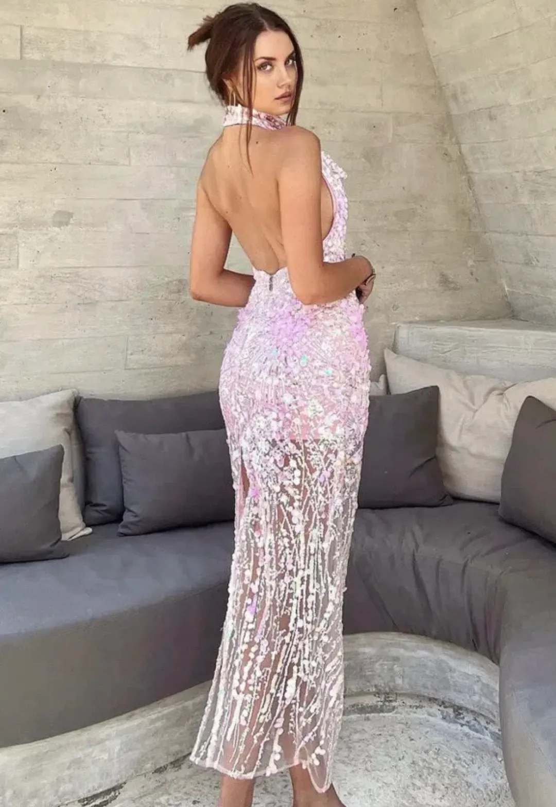 Eliya The Label Laura Sequin Dress Pink Size S / AU 8  for rent on The Volte - main image