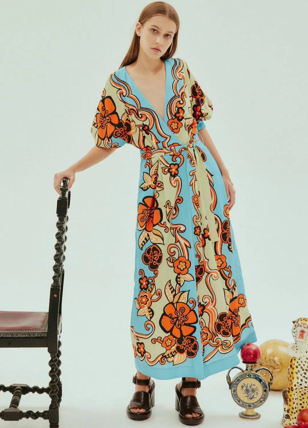 Alémais Ondine Wrap Midi Dress Multi Size 16 for rent on The Volte - main image