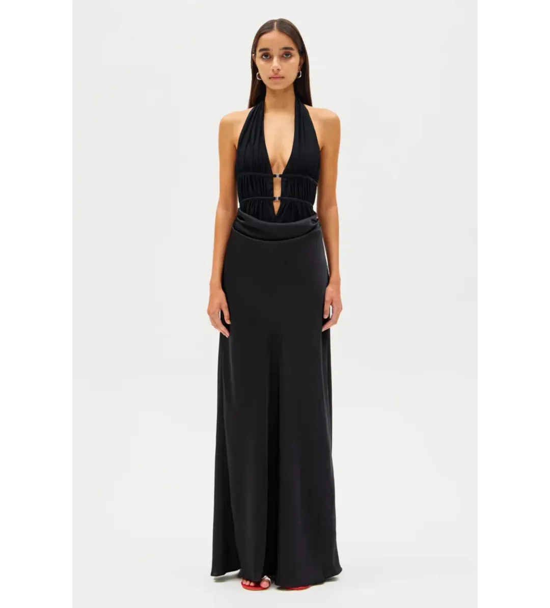 Misha Celine Satin Maxi Dress Black Size 8/S for rent on The Volte - main image