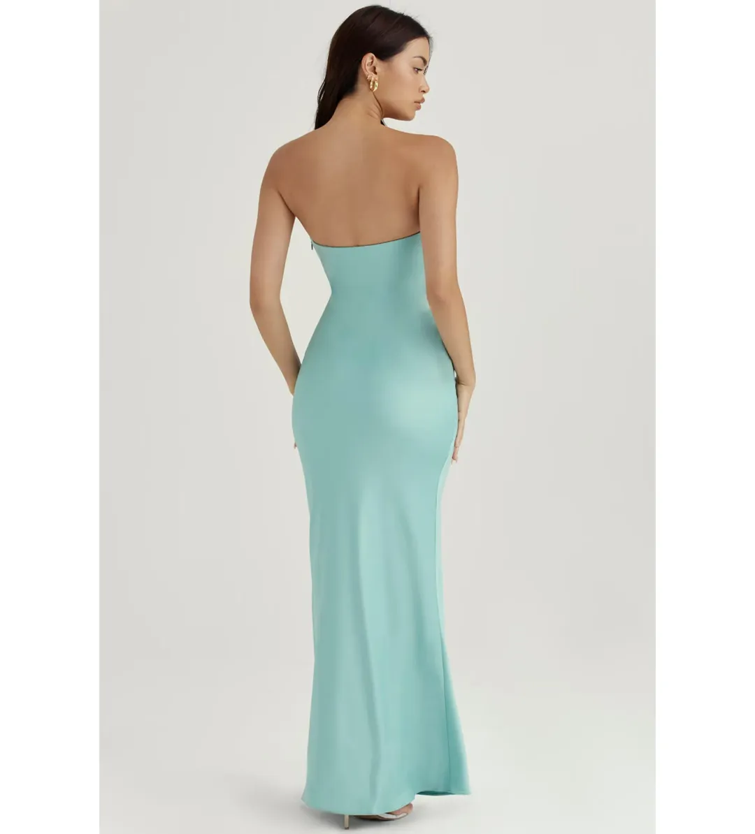 House of CB Alette Satin Maxi Dress Jade Size M / AU 10  for rent on The Volte - main image
