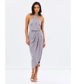 Shona Joy Core Knot Draped Dress Grey Size AU 16 for rent on The Volte - image 4
