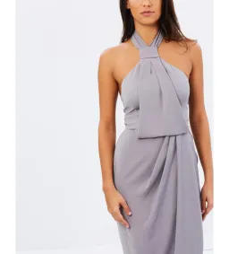 Shona Joy Core Knot Draped Dress Grey Size AU 16 for rent on The Volte - image 5