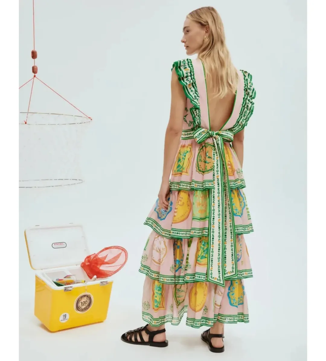 Alemais Porcelain Frill Midi Dress in Pink Size AU 12 for rent on The Volte - main image