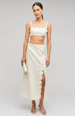 Oroton Rosebud Lace Bralet and Midi Skirt Set Soft Cream Size 8 for rent on The Volte - image 7