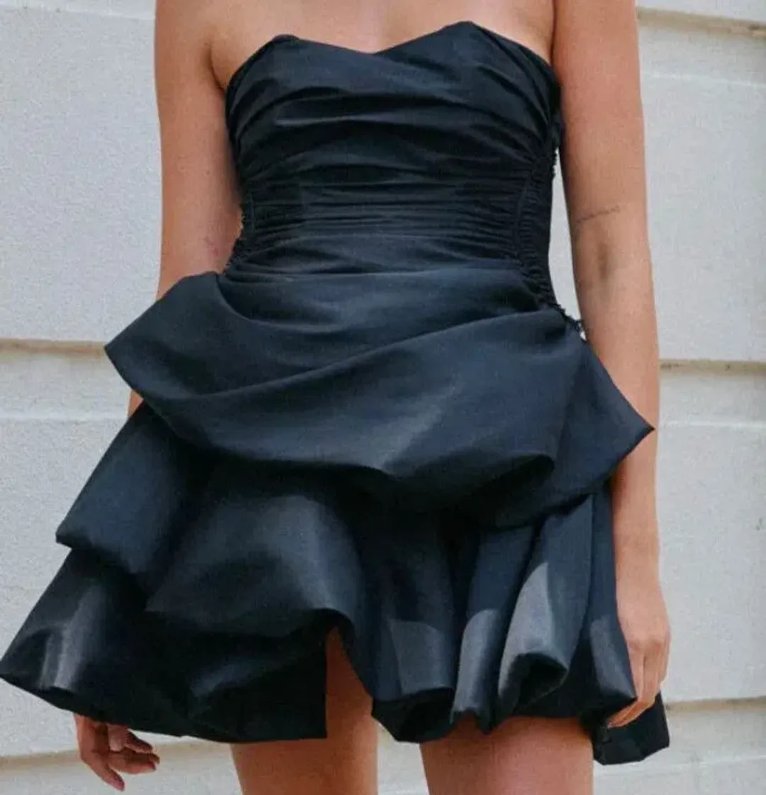 Aje Daybreak Strapless Mini Dress in Black Size 8 for rent on The Volte - main image