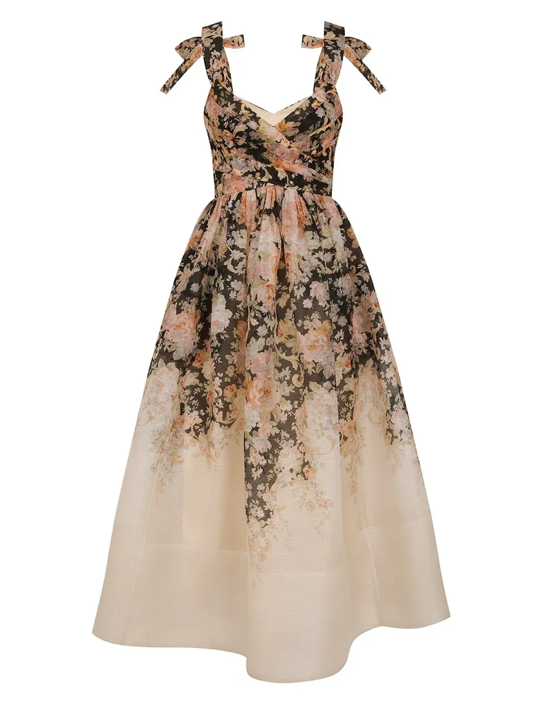 Zimmermann Illustration Midi Dress Tea Rococo Floral Size 1 / AU 8 for rent on The Volte - main image