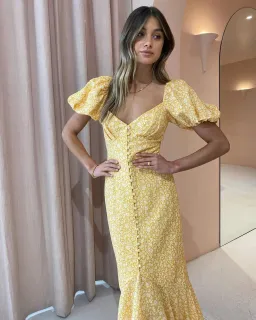 Significant Other Jacinta Midi Dress Champagne Pansy Size AU 10 for rent on The Volte - image 2