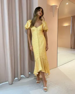 Significant Other Jacinta Midi Dress Champagne Pansy Size AU 10 for rent on The Volte - image 1