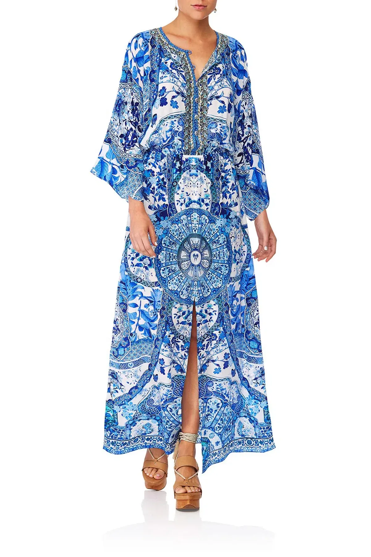 Camilla Split Pocket Dress Eternity's Empire Blue Size L / AU 14 for rent on The Volte - main image