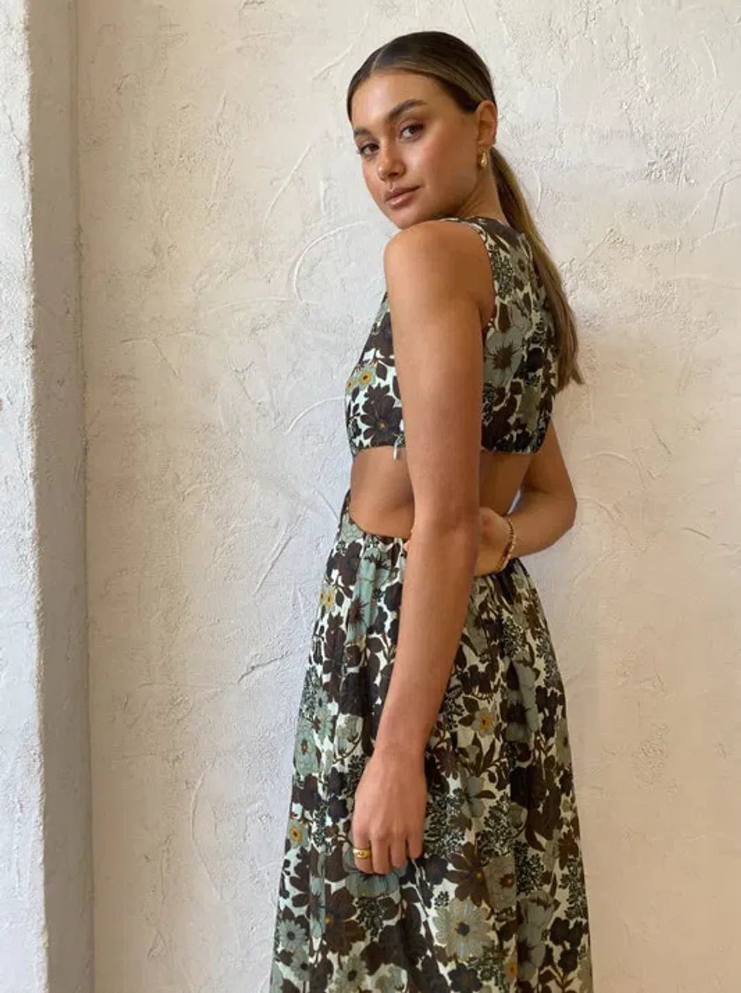 Sir the Label Constantine Cut Out Midi Dress Floral Size 1 / AU 8 for rent on The Volte - main image