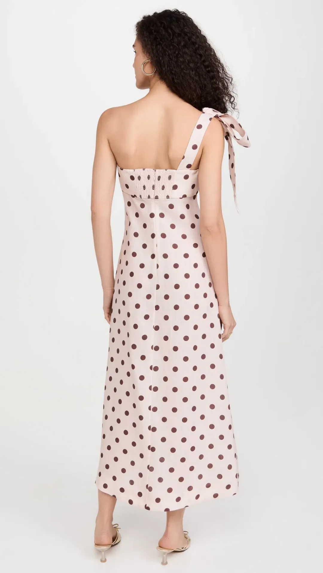 Zimmermann Acacia One Shoulder Midi Dress in Cream/Tan Dot Size 1 / AU 10 for rent on The Volte - main image