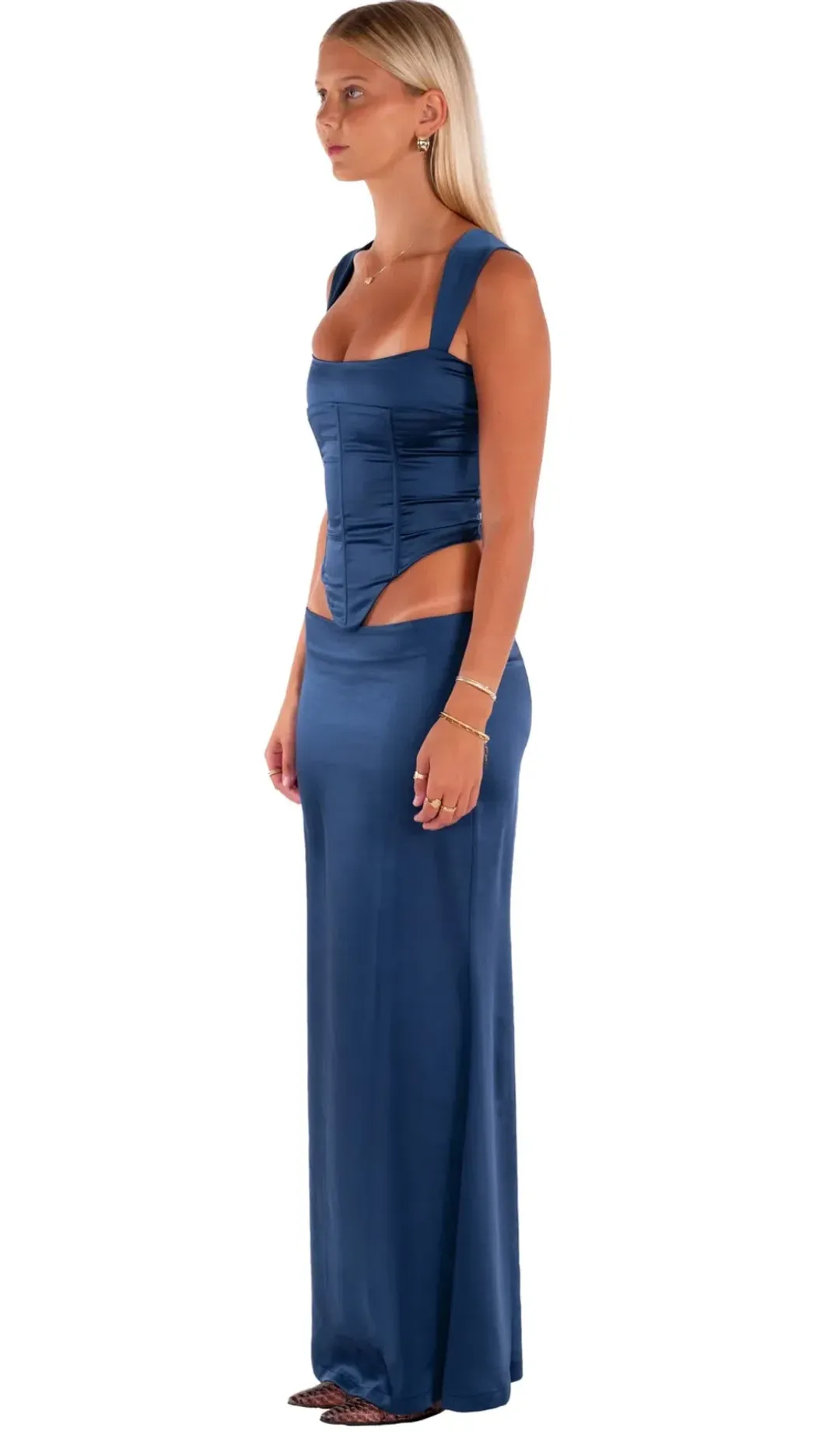I Am Delilah Valerie Corset and Maxi Skirt Set in Midnight Blue Size M / AU 10 for rent on The Volte - main image