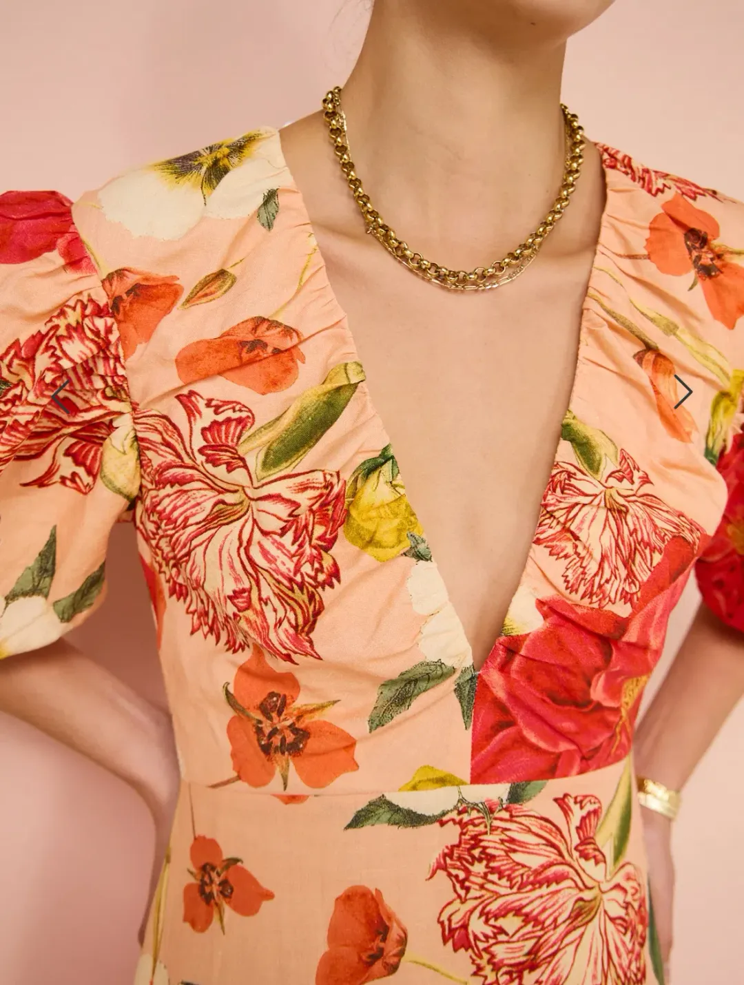 By Nicola Bolero Gathered Neckline Maxi Dress in Raspberry Punch Floral Size 8 for rent on The Volte - main image