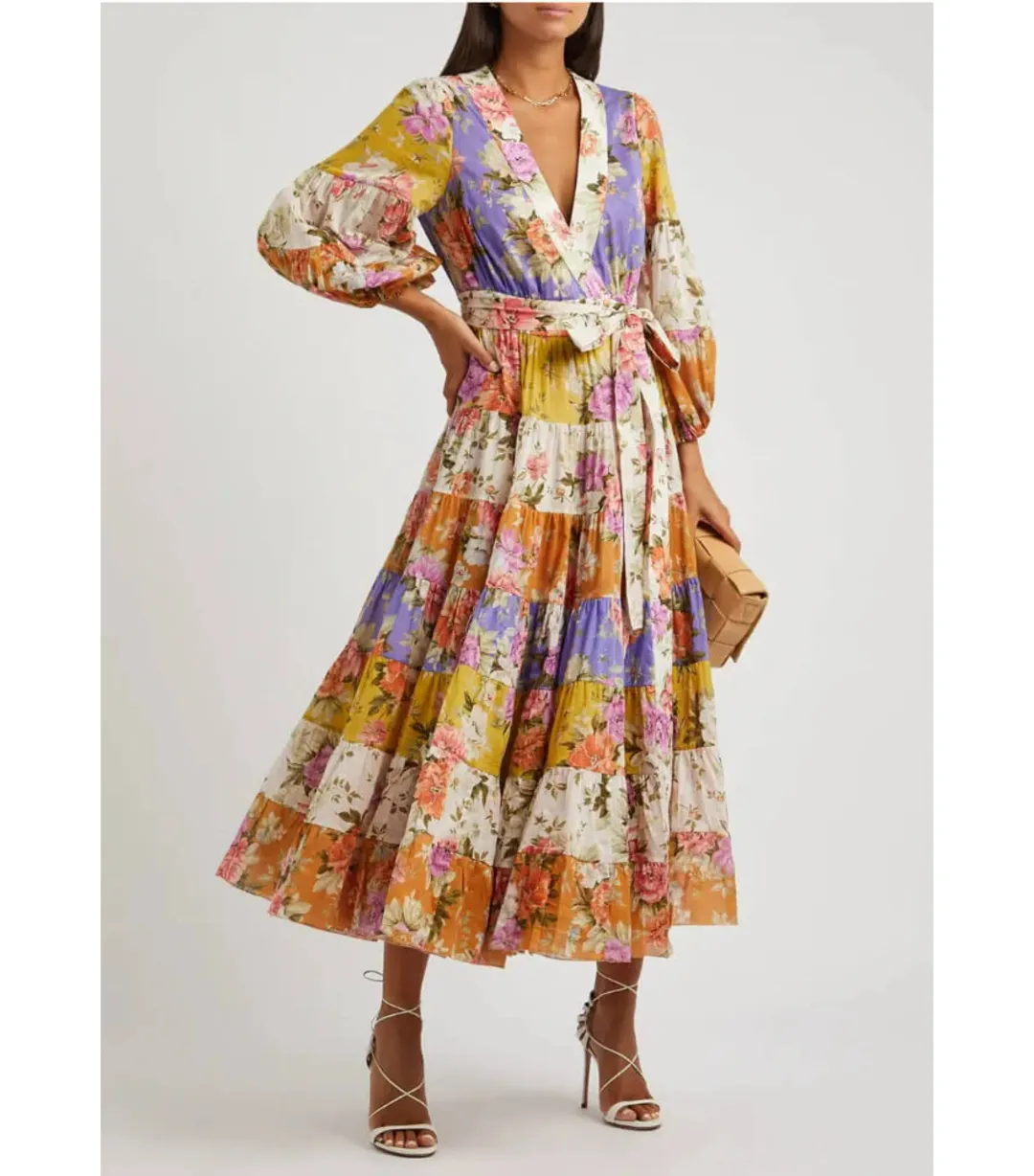 Zimmermann Pattie Wrap Midi Dress In Spliced Size 1 / AU 10 for rent on The Volte - main image