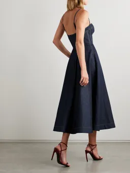 Zimmermann Crush Denim Bustier Midi Dress Navy Size 0P/Au 6  for rent on The Volte - image 2
