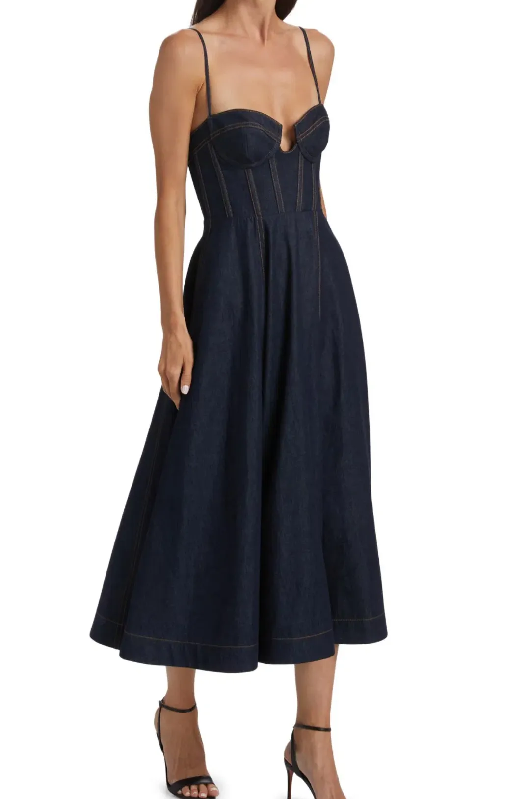 Zimmermann Crush Denim Bustier Midi Dress Navy Size 0P/Au 6  for rent on The Volte - main image