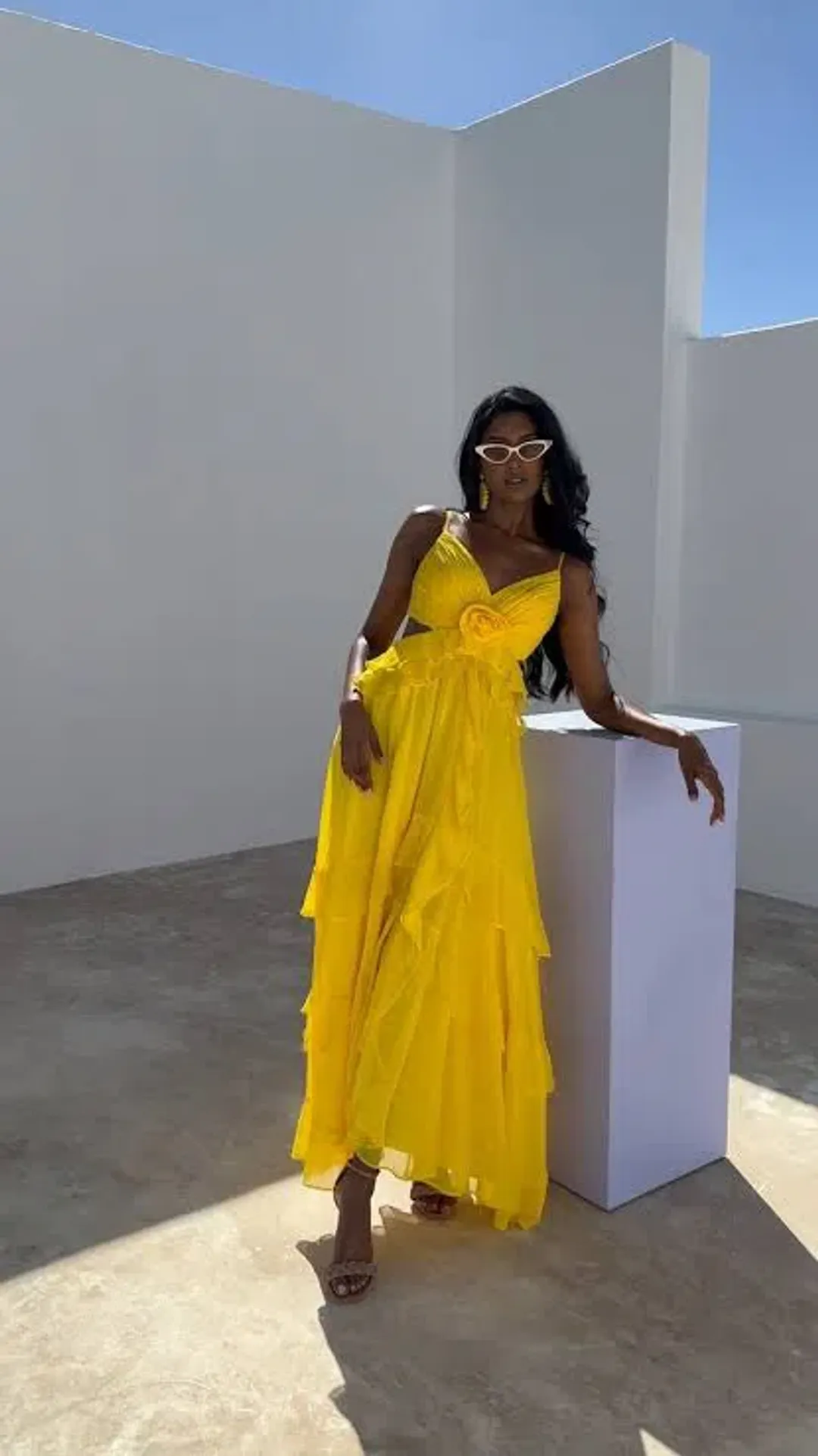 Forever New Harper Ruffle Maxi Dress Daffodil Size 8 for rent on The Volte - main image