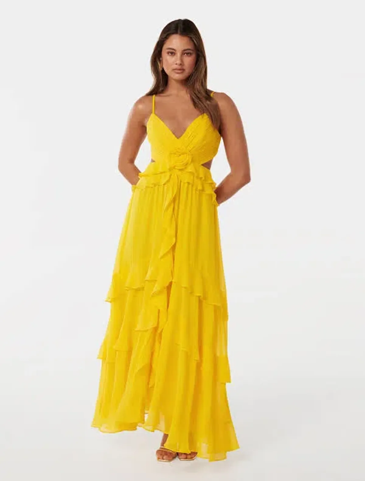 Forever New Harper Ruffle Maxi Dress Daffodil Size 8 for rent on The Volte - main image