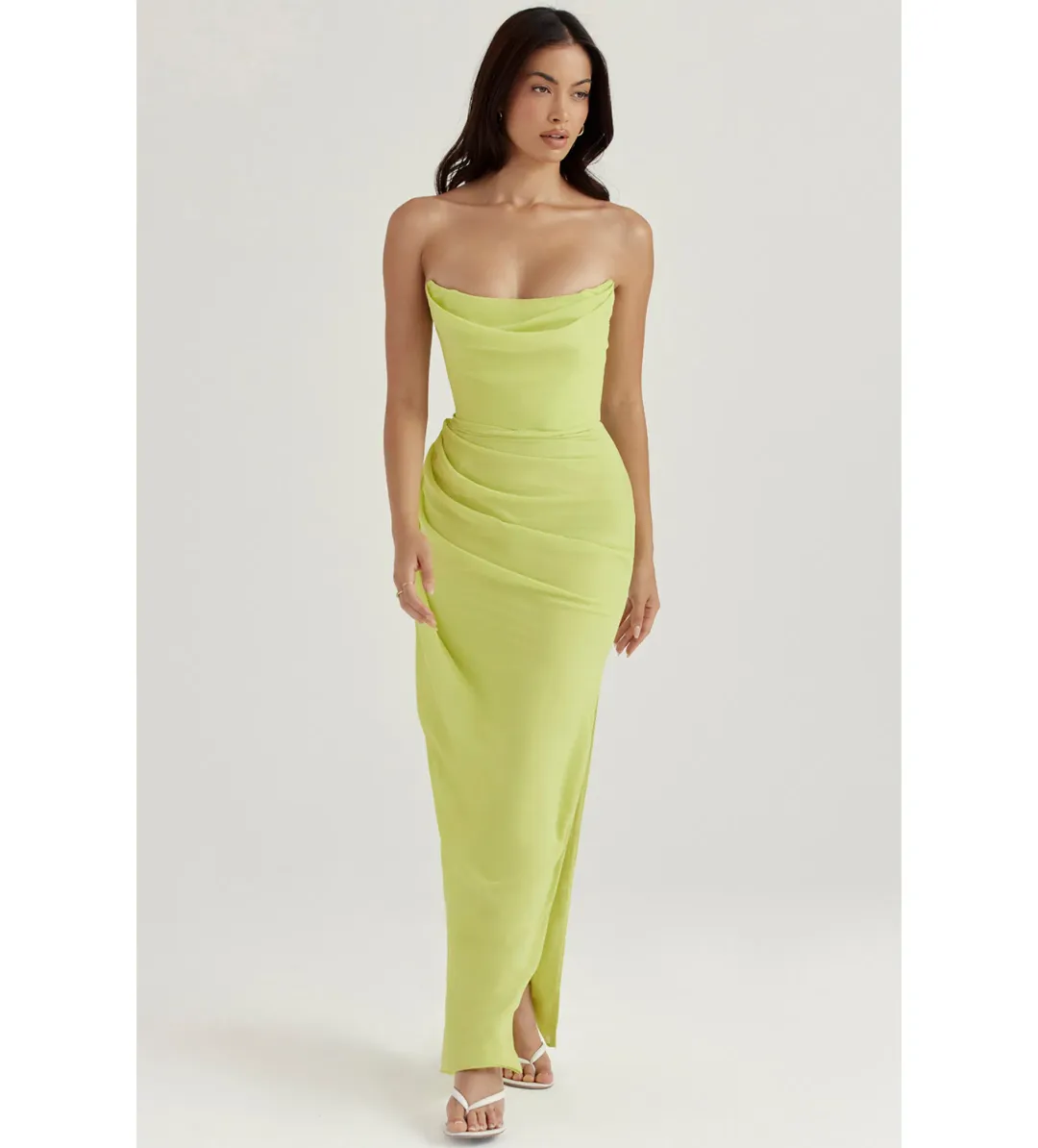 House of CB  Adriene Lime Strapless Gown Lime Size L/Au 12  for rent on The Volte - main image