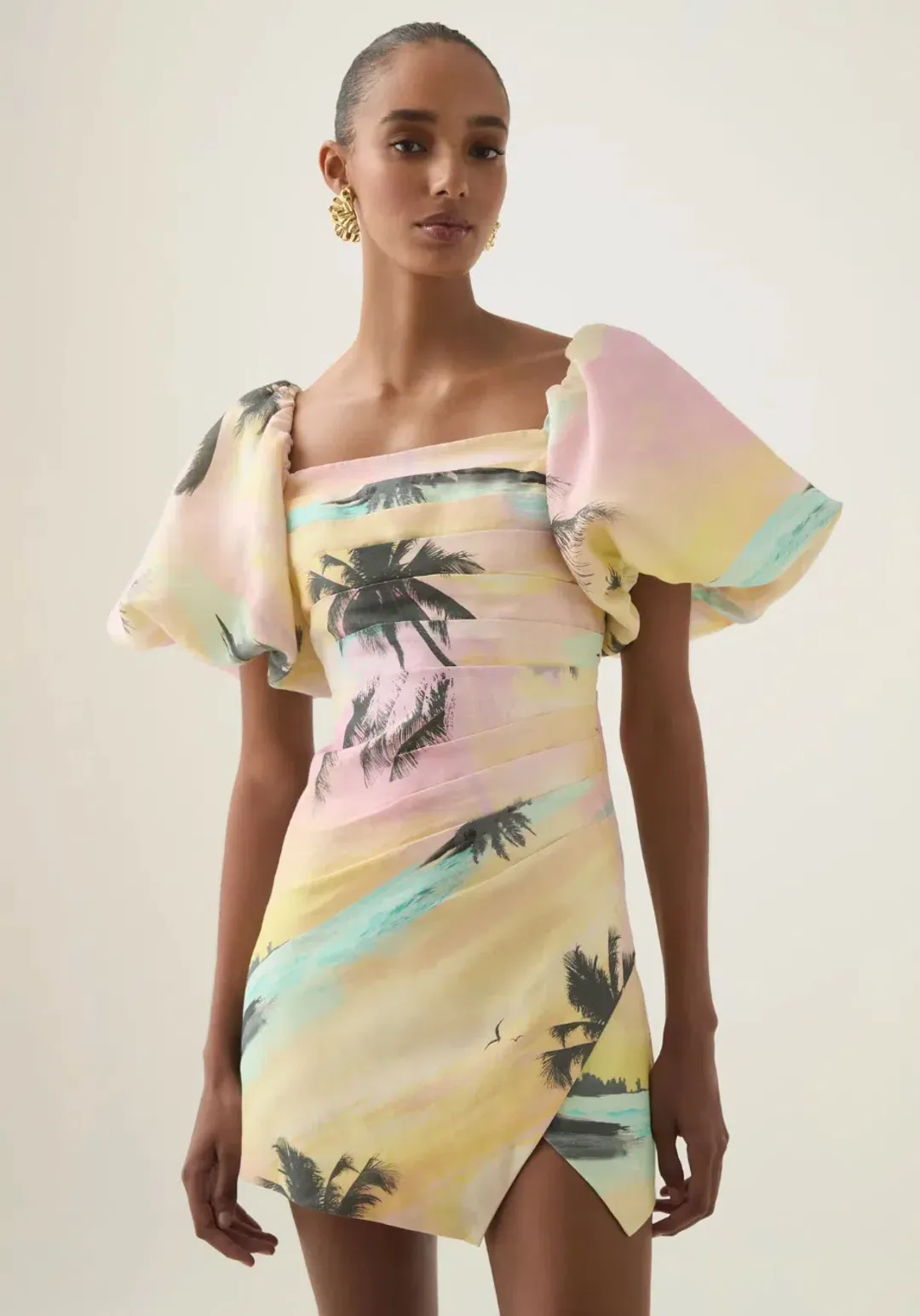 Aje Paradise Wrap Front Mini Dress Sunset Sky Size 12  for rent on The Volte - main image