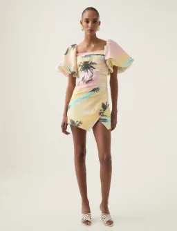 Aje Paradise Wrap Front Mini Dress Sunset Sky Size 14 for rent on The Volte - image 1