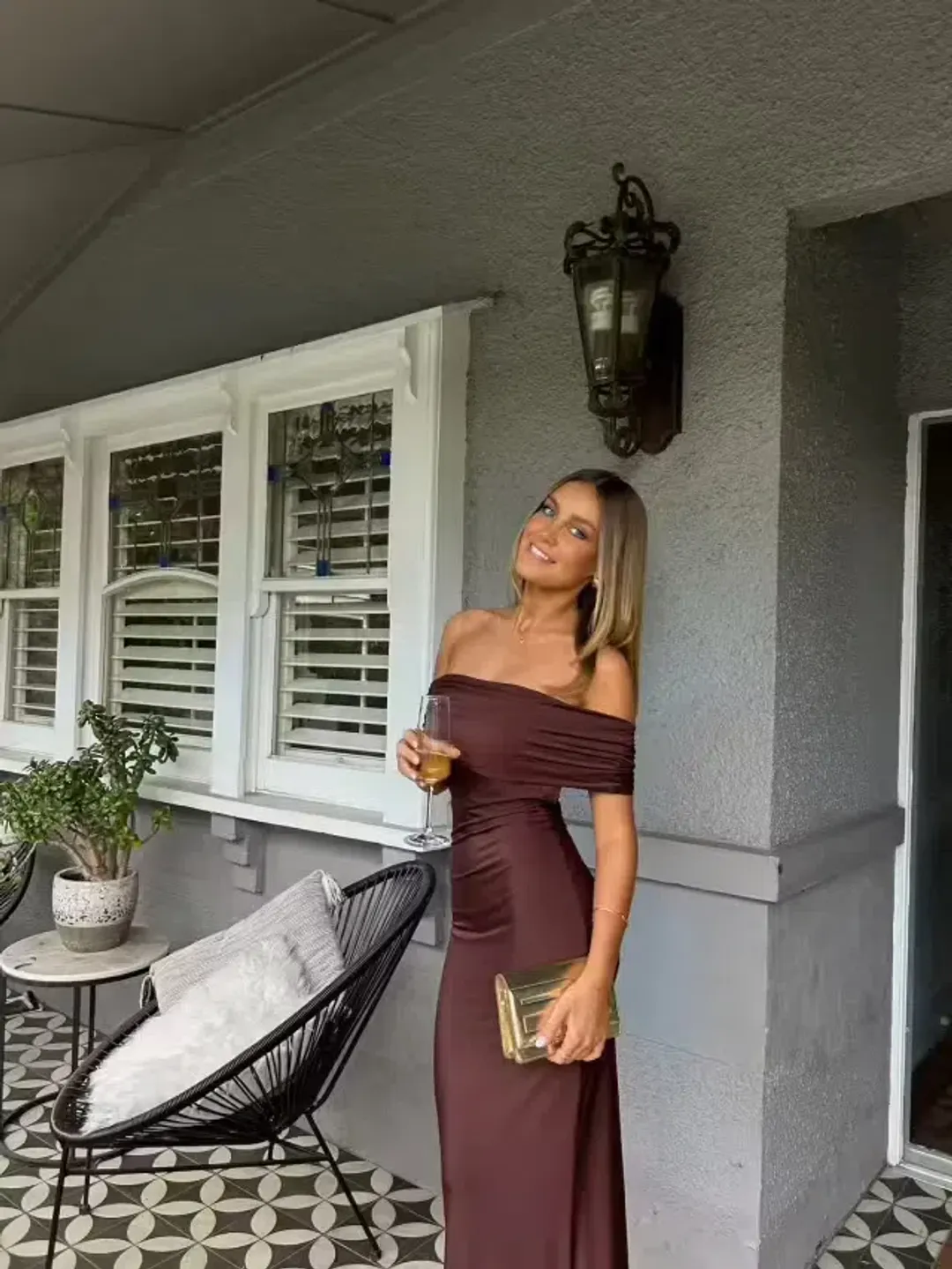 Effie Kats Viela Gown Cocoa Brown Size M (10 AU) for rent on The Volte - main image