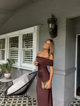 Effie Kats Viela Gown Cocoa Brown Size M (10 AU) for rent on The Volte - image 5