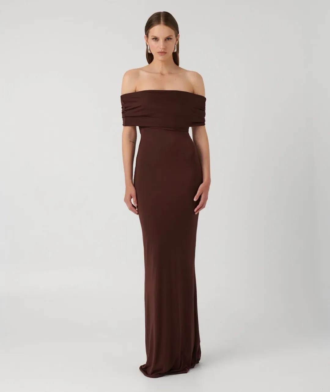 Effie Kats Viela Gown Cocoa Brown Size M (10 AU) for rent on The Volte - main image