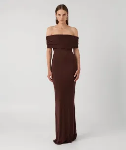 Effie Kats Viela Gown Cocoa Brown Size M (10 AU) for rent on The Volte - image 1