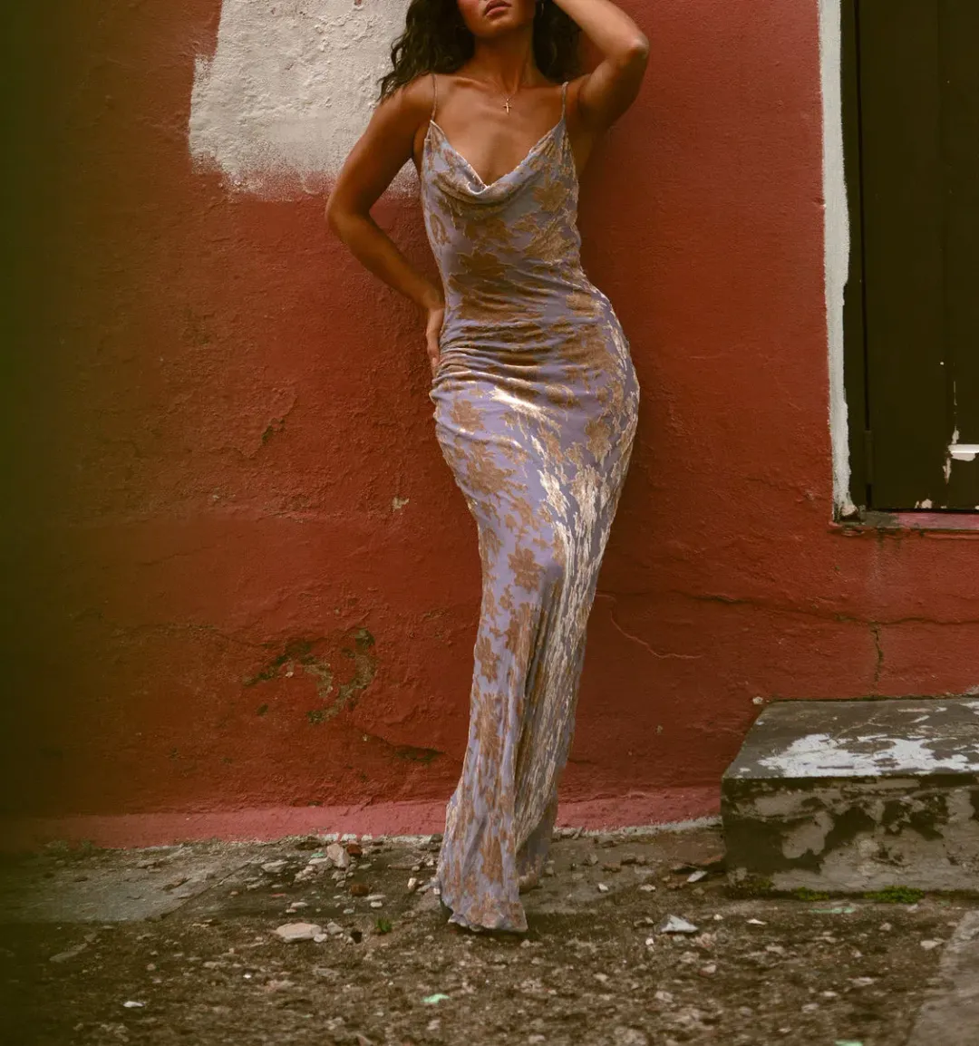 Rat & Boa Athena Maxi Dress Purple Multi Size M / 8-10 for rent on The Volte - main image