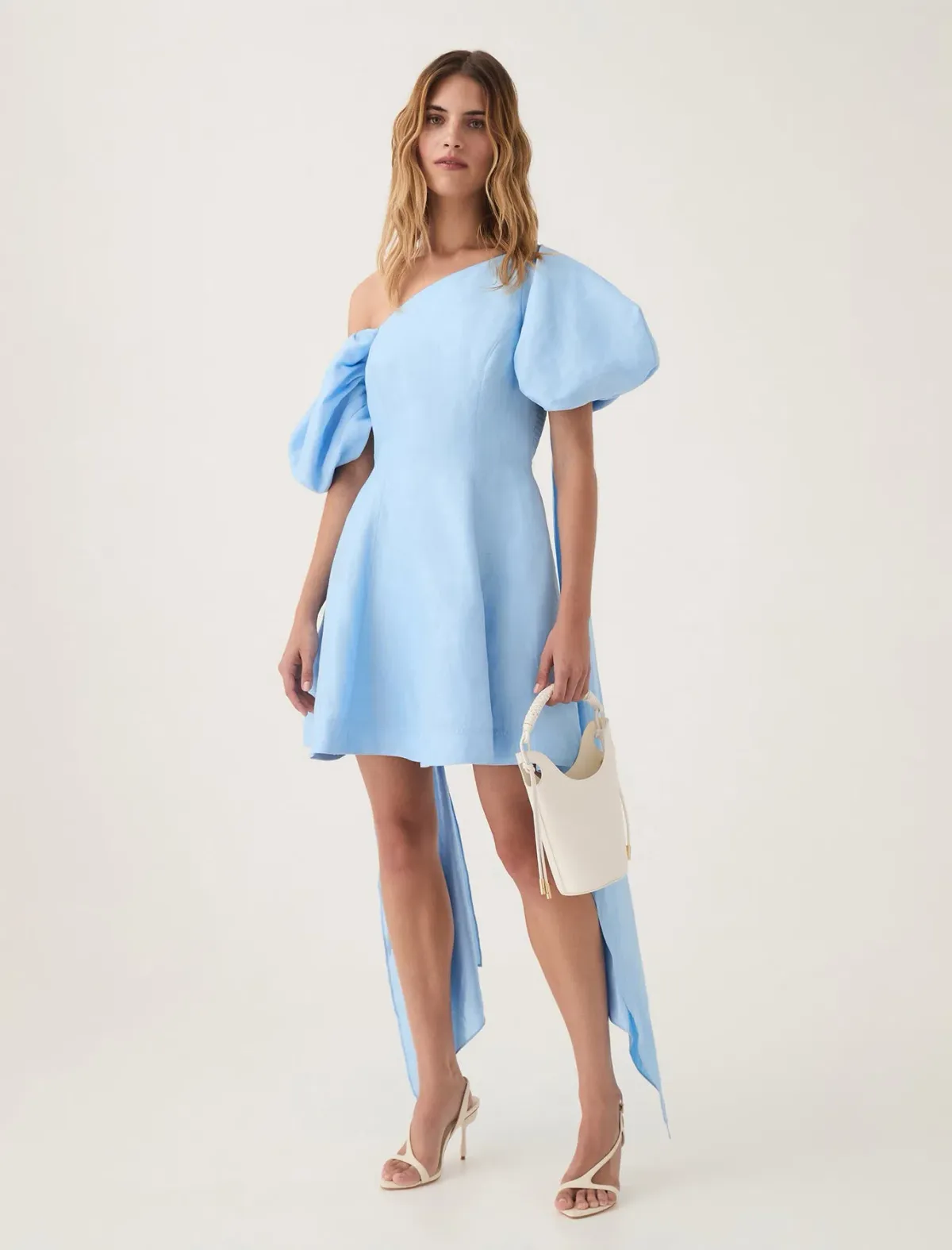 Aje Arista Tulip Sleeve Mini Dress Powder Blue Size 6 for rent on The Volte - main image