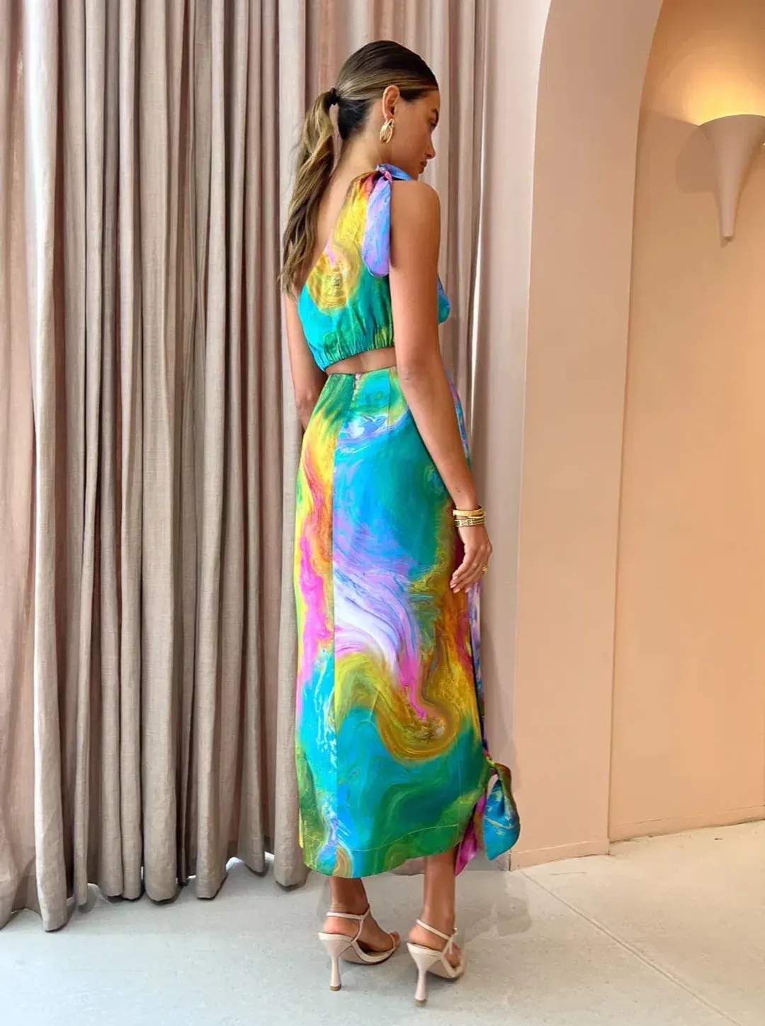 Alemais Irving Knot Midi Dress Multi Size 8  for rent on The Volte - main image
