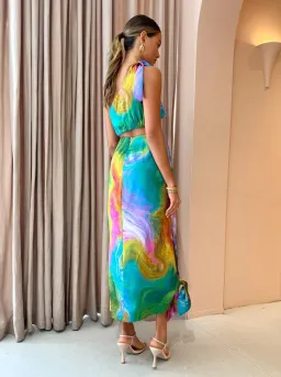 Alemais Irving Knot Midi Dress Multi Size 8  for rent on The Volte - image 2