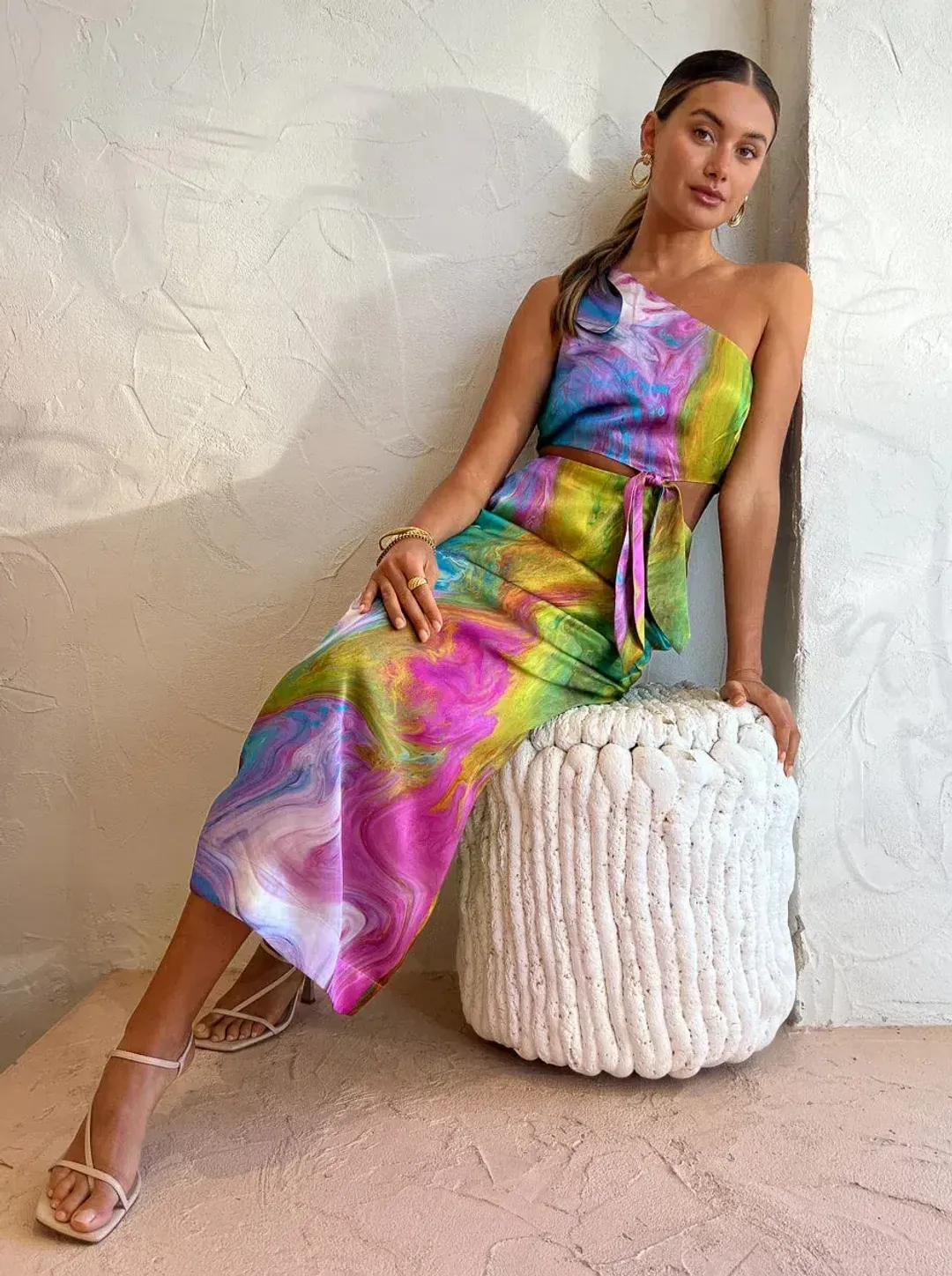 Alemais Irving Knot Midi Dress Multi Size 8  for rent on The Volte - main image