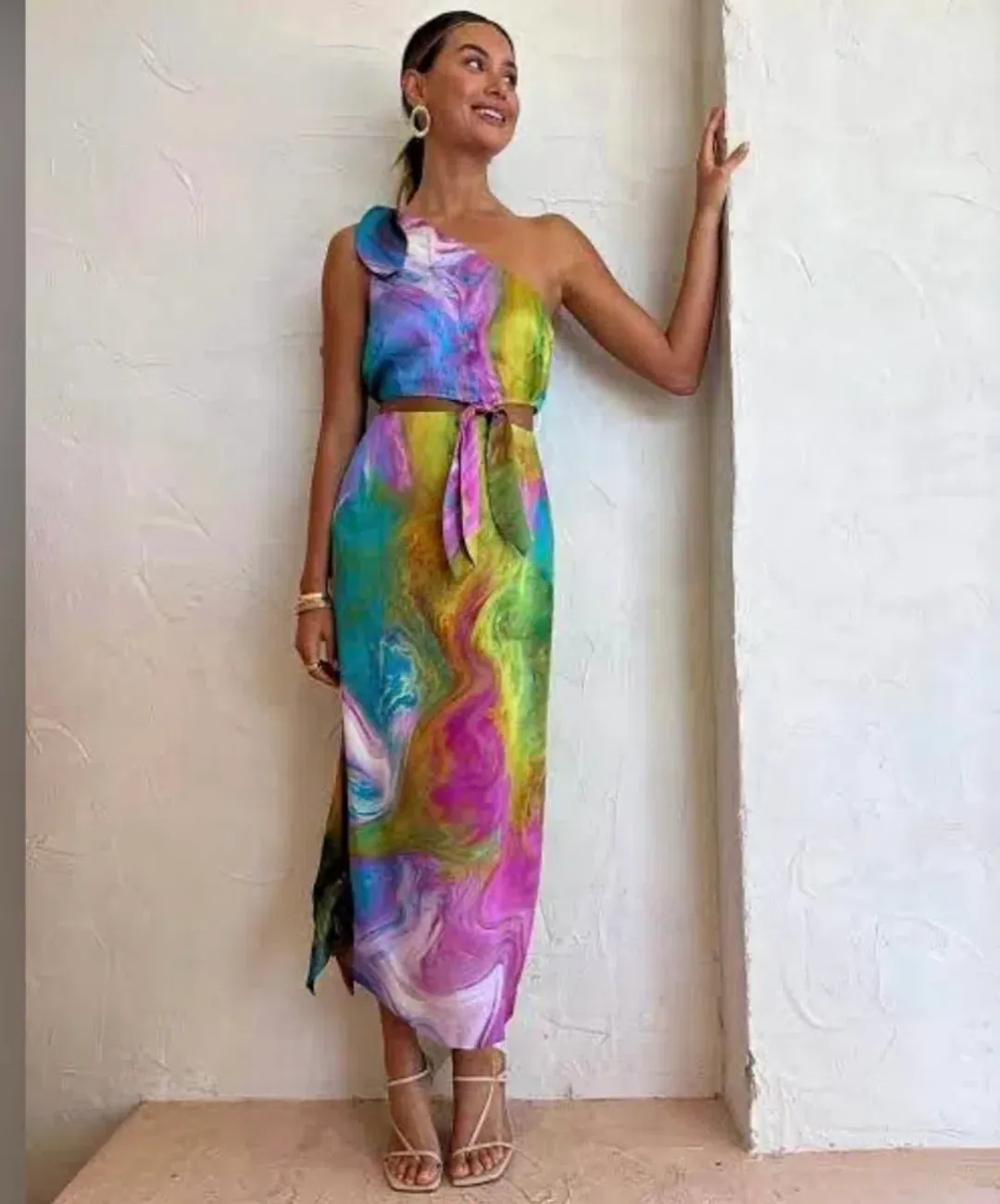 Alemais Irving Knot Midi Dress Multi Size 8  for rent on The Volte - main image