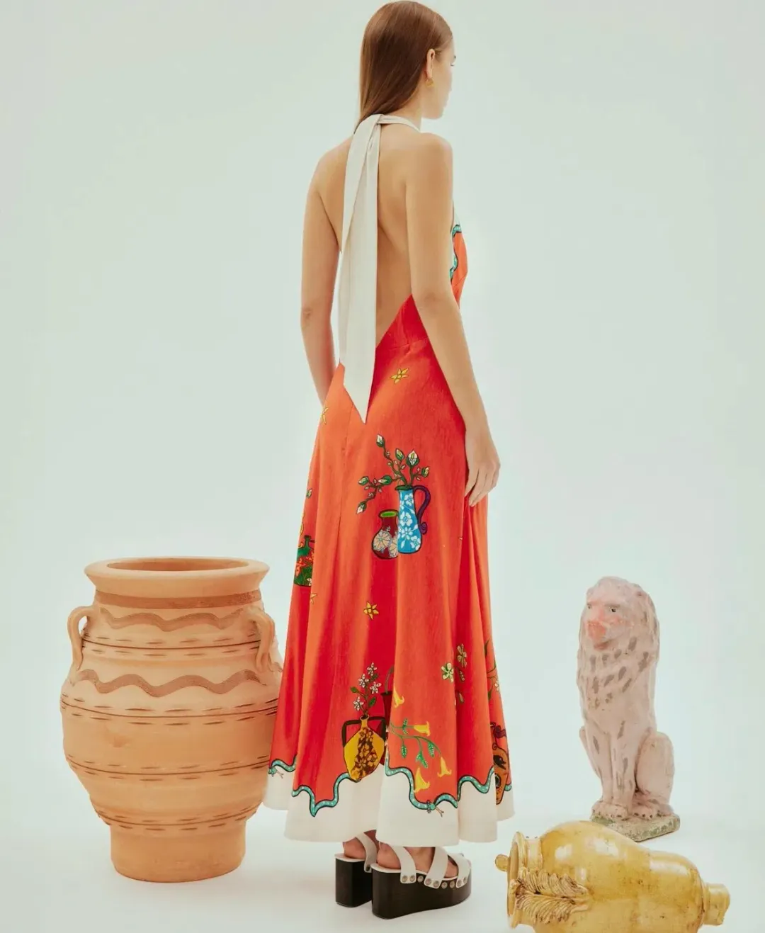 Alemais Rose Halter Dress Red Print Size AU 8 for rent on The Volte - main image