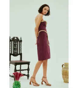 Alemais Orion Embellished Midi Dress Burgundy Size AU 10 for rent on The Volte - image 3