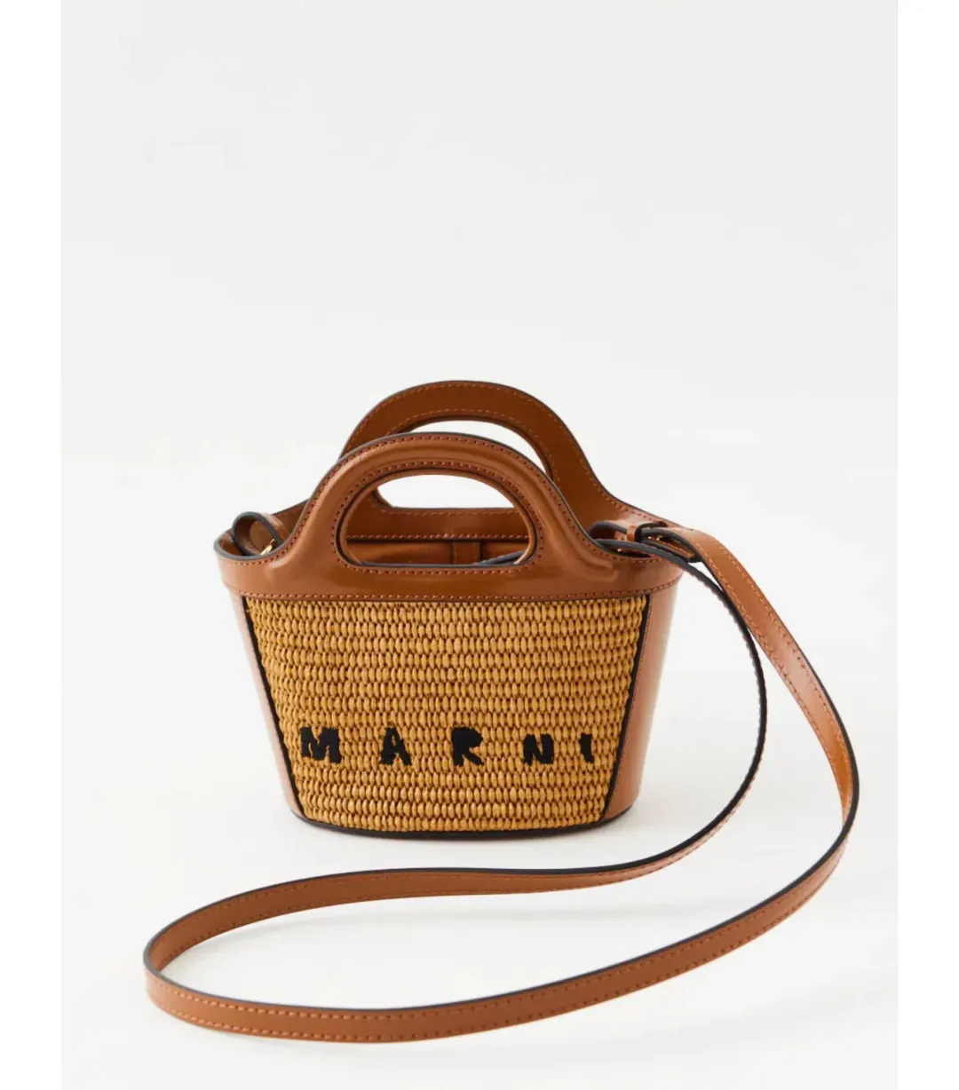Marni Micro Tropicalia Logo Bag in Raw Sienna for rent on The Volte - main image
