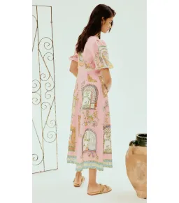 Alemais Monte Midi Dress Pink Size AU 8 for rent on The Volte - image 2