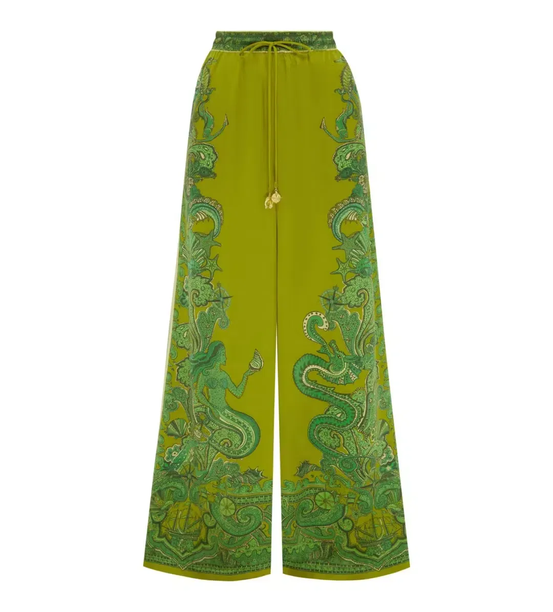 Alemais Solaris Silk Shirt and Pant Set Green Print Size AU 4 for rent on The Volte - main image
