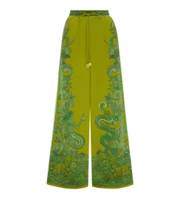 Alemais Solaris Silk Shirt and Pant Set Green Print Size AU 4 for rent on The Volte - image 4